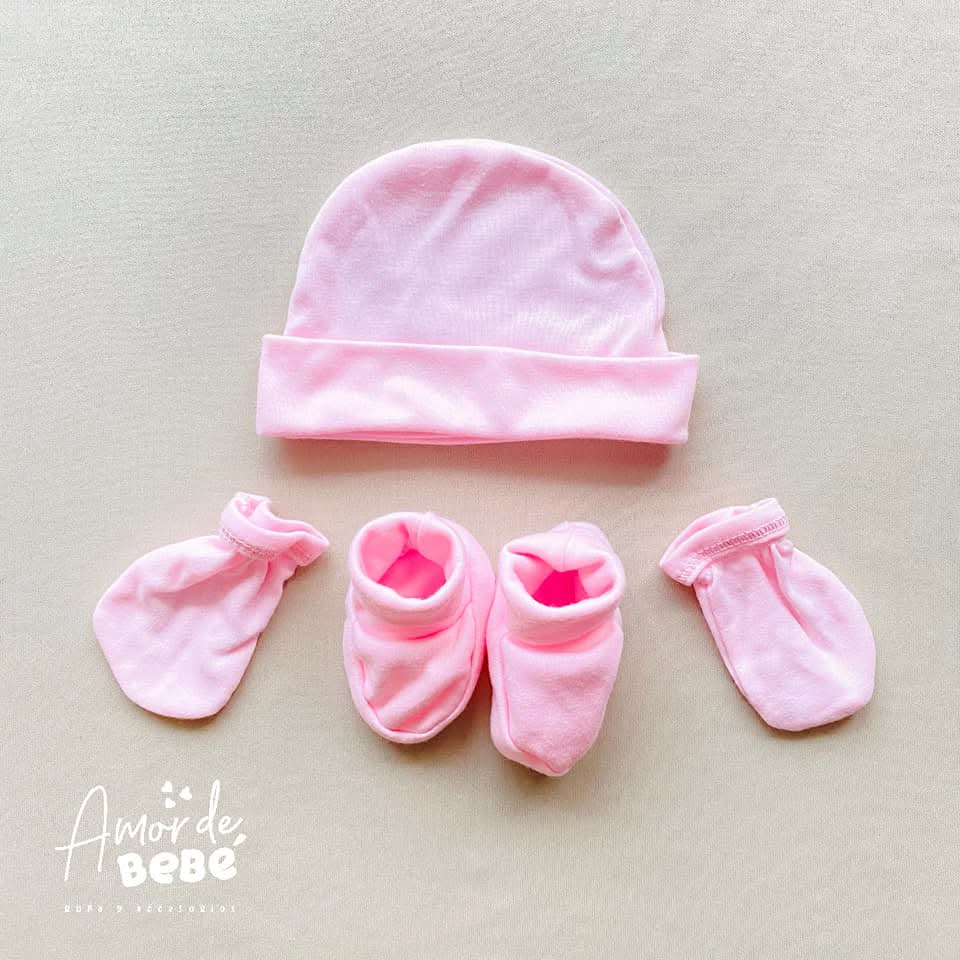 Set gorro medias y manoplas algodón