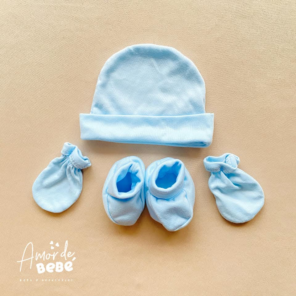 Set gorro medias y manoplas algodón
