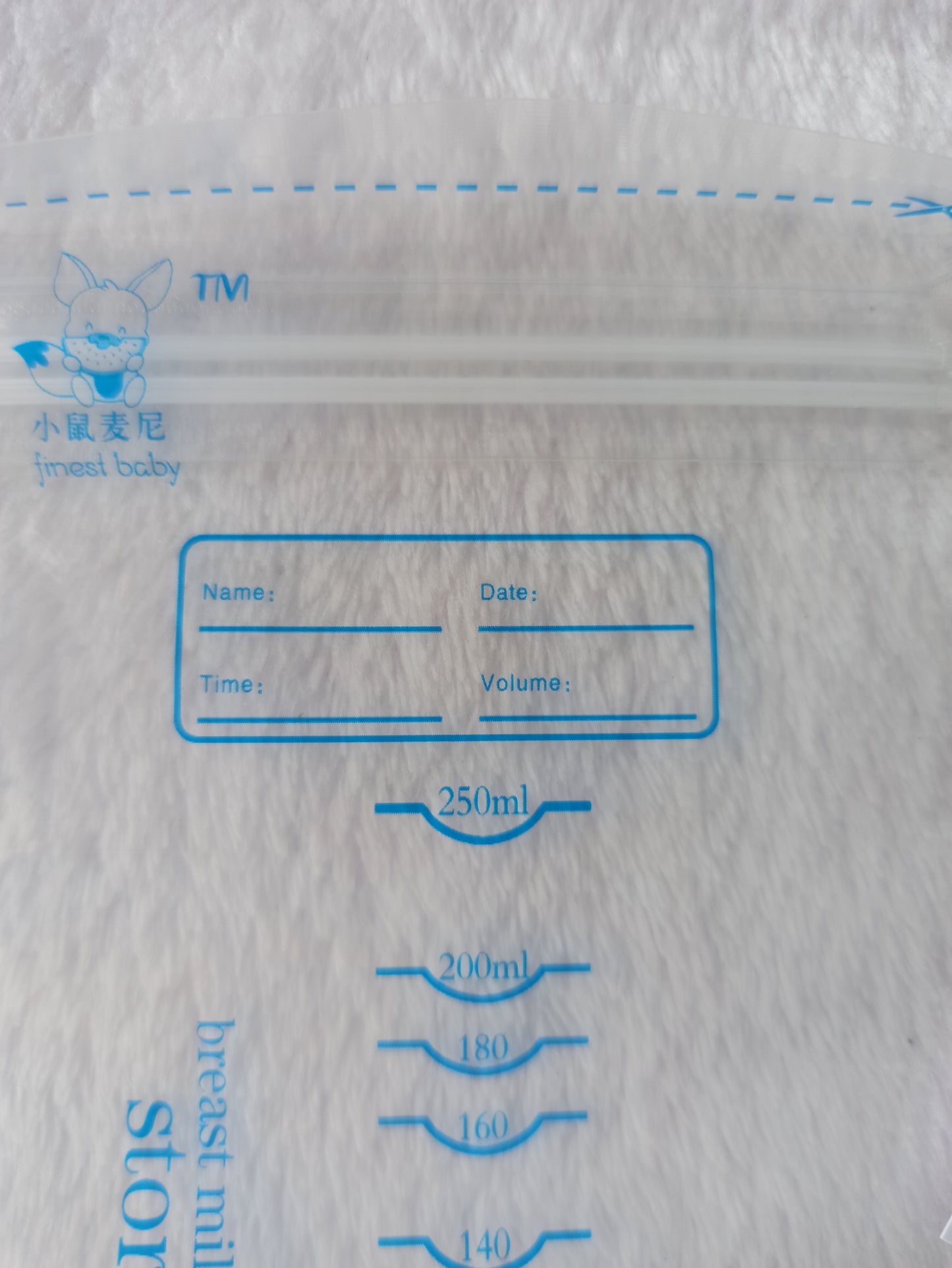 Bolsa almacenamiento leche