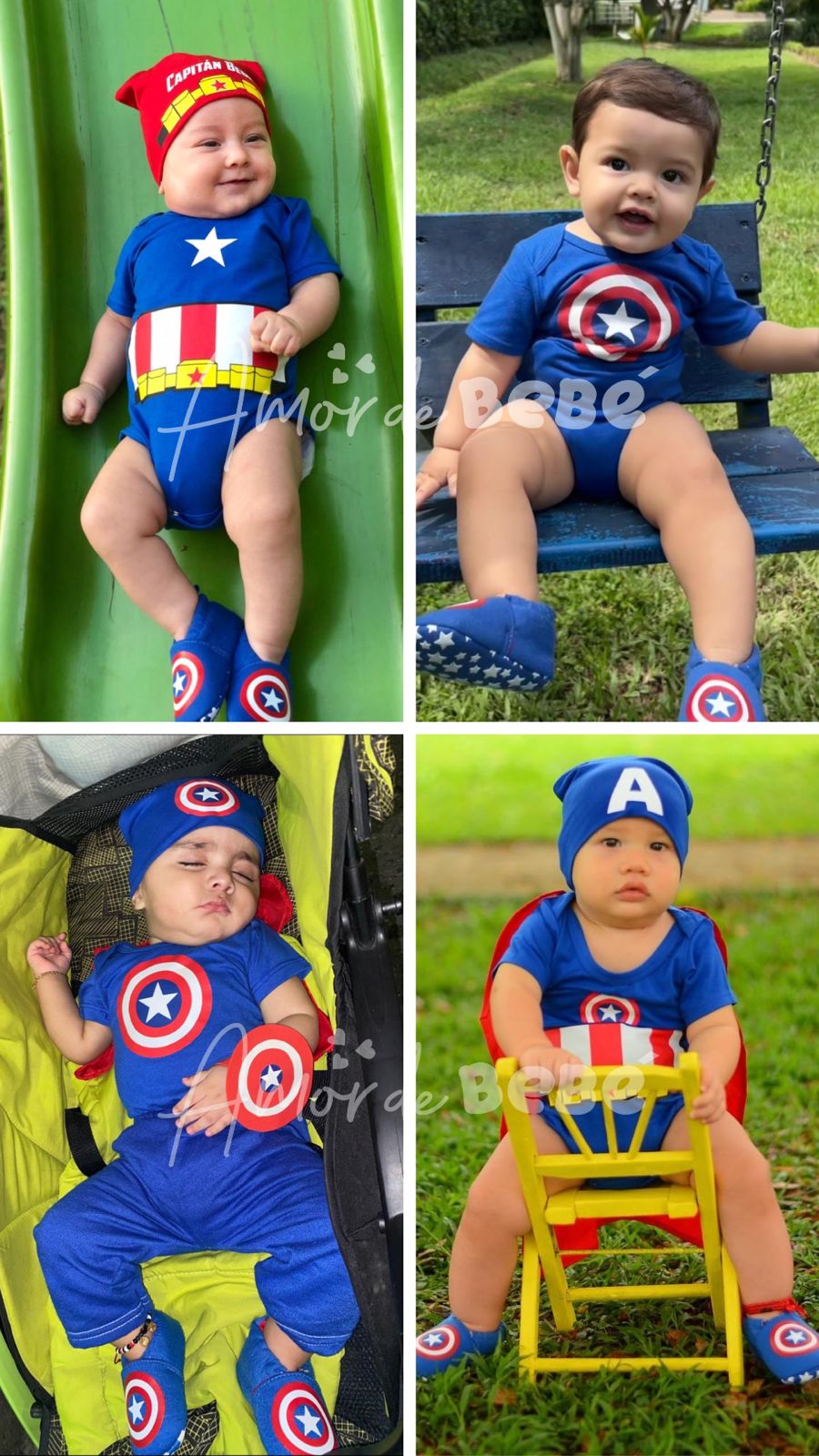 Mameluco y gorro capitán América