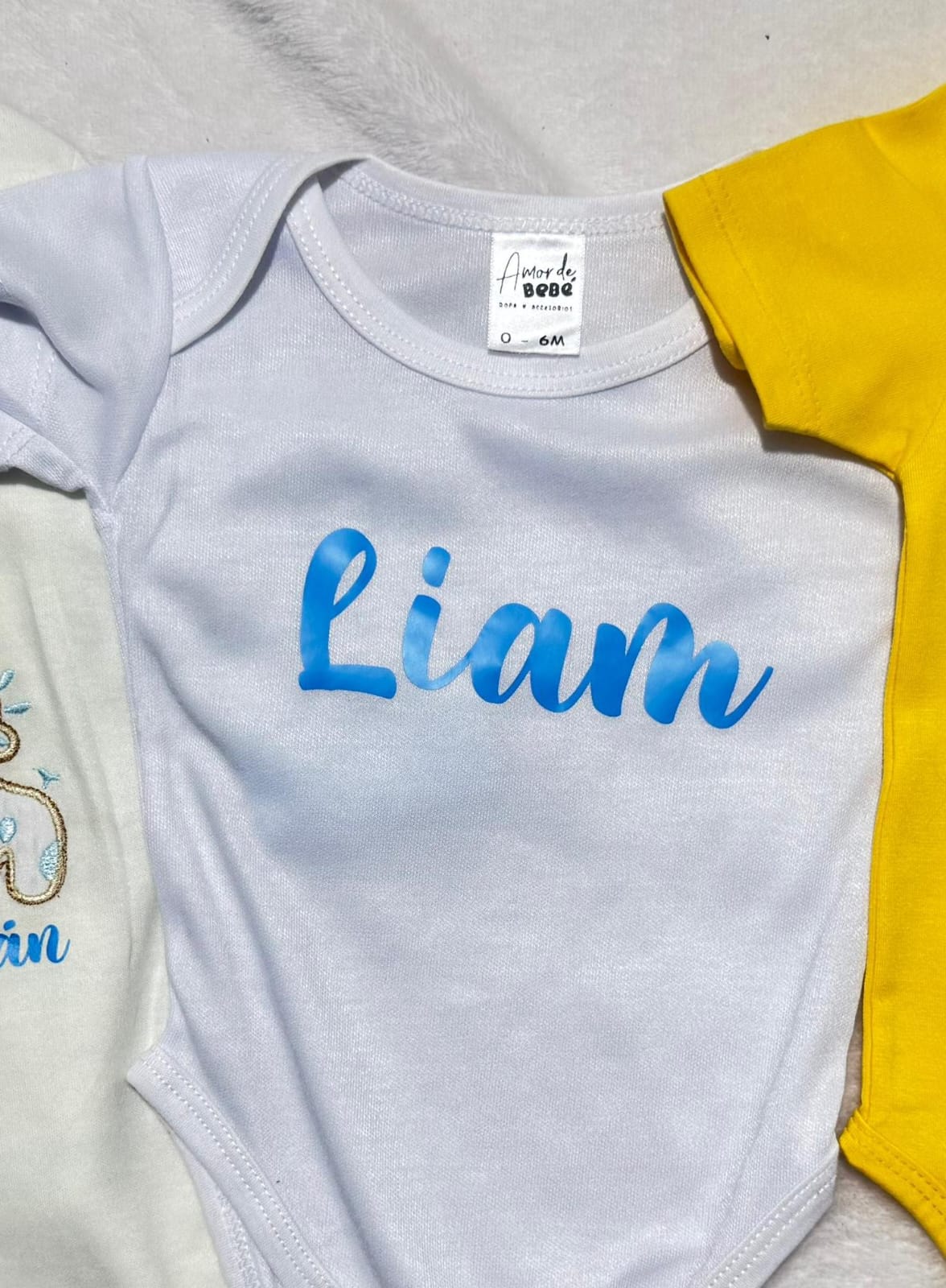 Mameluco blanco estampado nombre