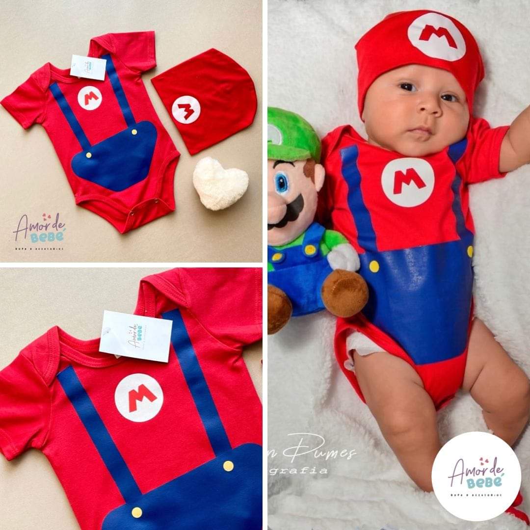 Mameluco con gorro Mario bros
