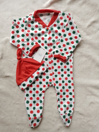 Pijama bebé navidad. Enteriza y gorro