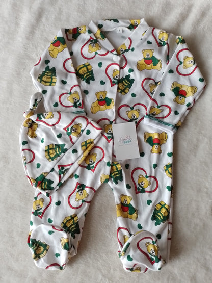 Pijama bebé navidad. Enteriza y gorro