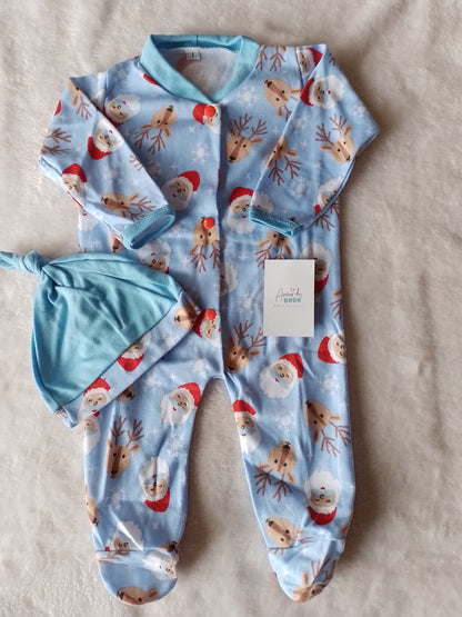 Pijama bebé navidad. Enteriza y gorro