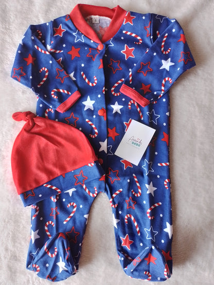 Pijama bebé navidad. Enteriza y gorro